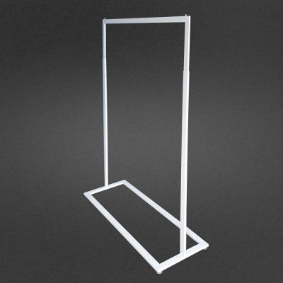 White Square-Base Slim Clothing Rack (Hire Only – Not for Sale)