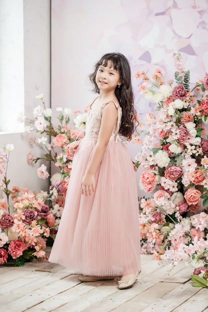 Tulip Ball Gown Full-length Flower Girl Dress - Lace and Tulle