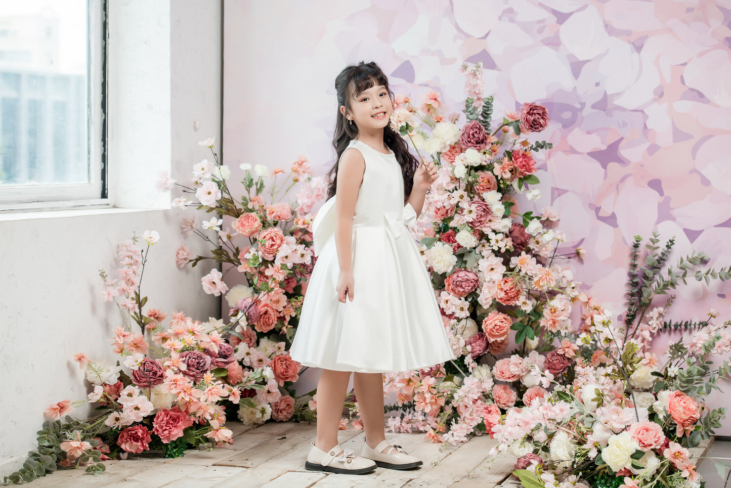 ZAHARA Aline Gown Half-length Flower Girl / Communion Dress – Satin